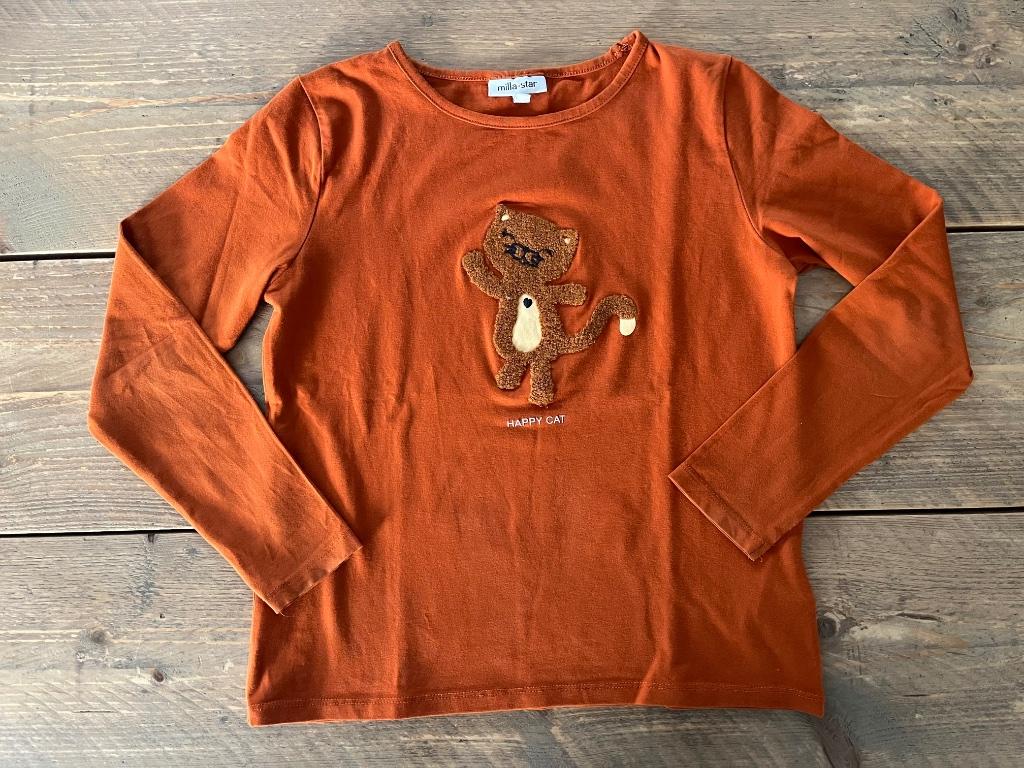JBC, longsleeve met blije kat maat 134, Kinderen en Baby's, Kinderkleding | Maat 134, Meisje, JBC, Ophalen of Verzenden, Zo goed als nieuw