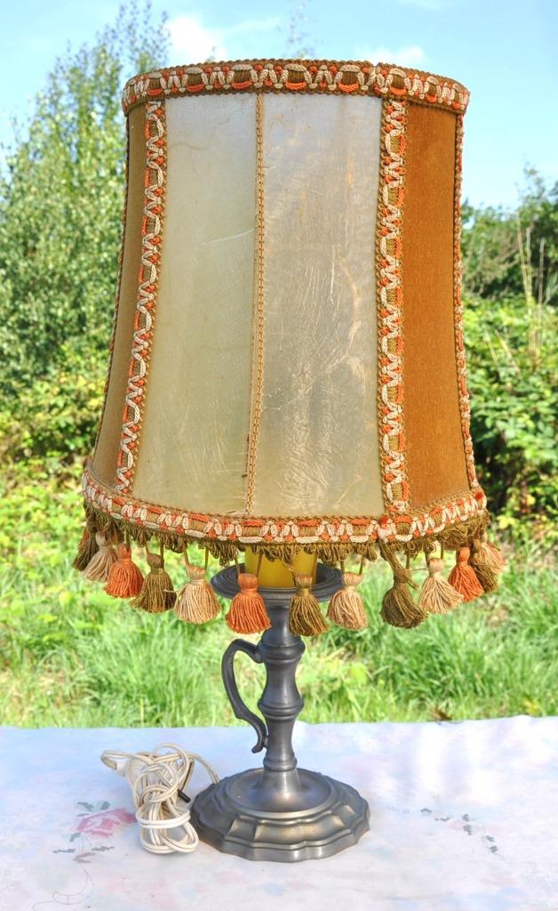 lampe de salon pied forme chandelier style etain, Enlèvement ou Envoi