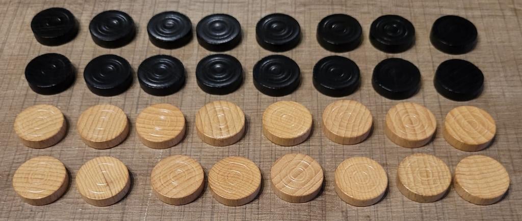 Damspel: 2x 16 pionnen - zwart/wit, Ophalen of Verzenden, Gebruikt
