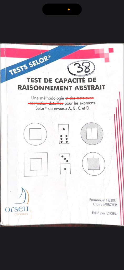 Theorie "Test voor abstract redeneren" - Selor (PDF), Overige onderwerpen, Emmanuel Hetru er Claire Mercier