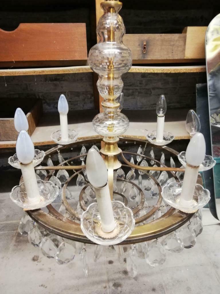 Antieke kristallen luster, Ophalen, Gebruikt, Glas, Antiek