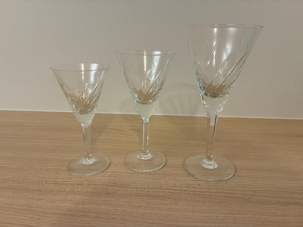 Vintage champagne en wijnglazen servies, Huis en Inrichting, Keuken | Servies, Ophalen, Gebruikt