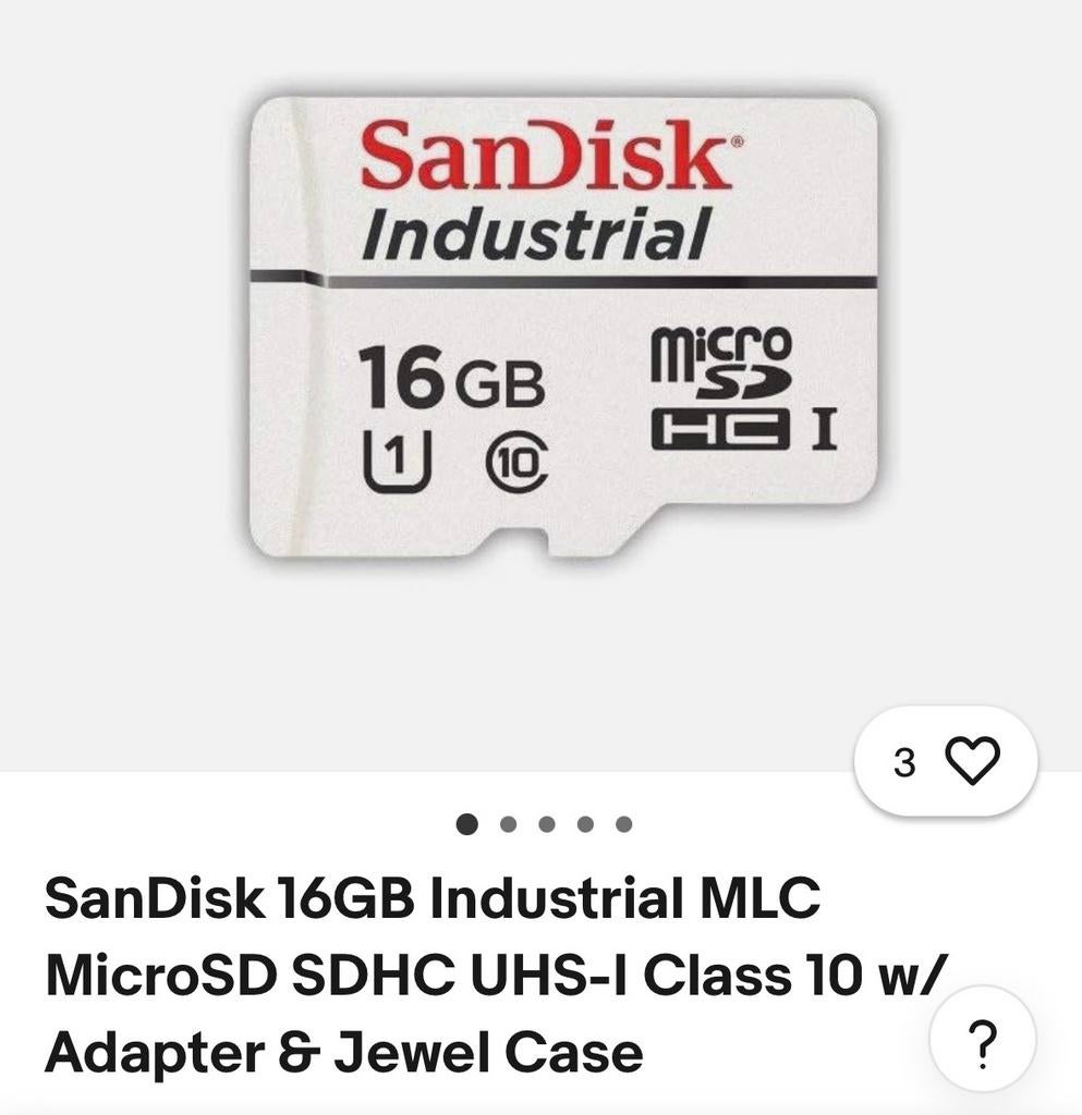 Sandisk micro SD 16GB Industrial, Enlèvement ou Envoi, Comme neuf, SD
