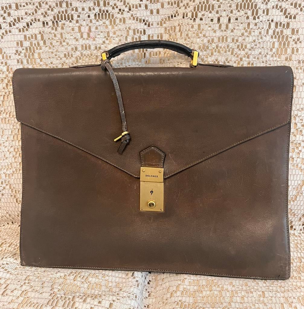 Mallette DELVAUX cuir marron, Enlèvement ou Envoi
