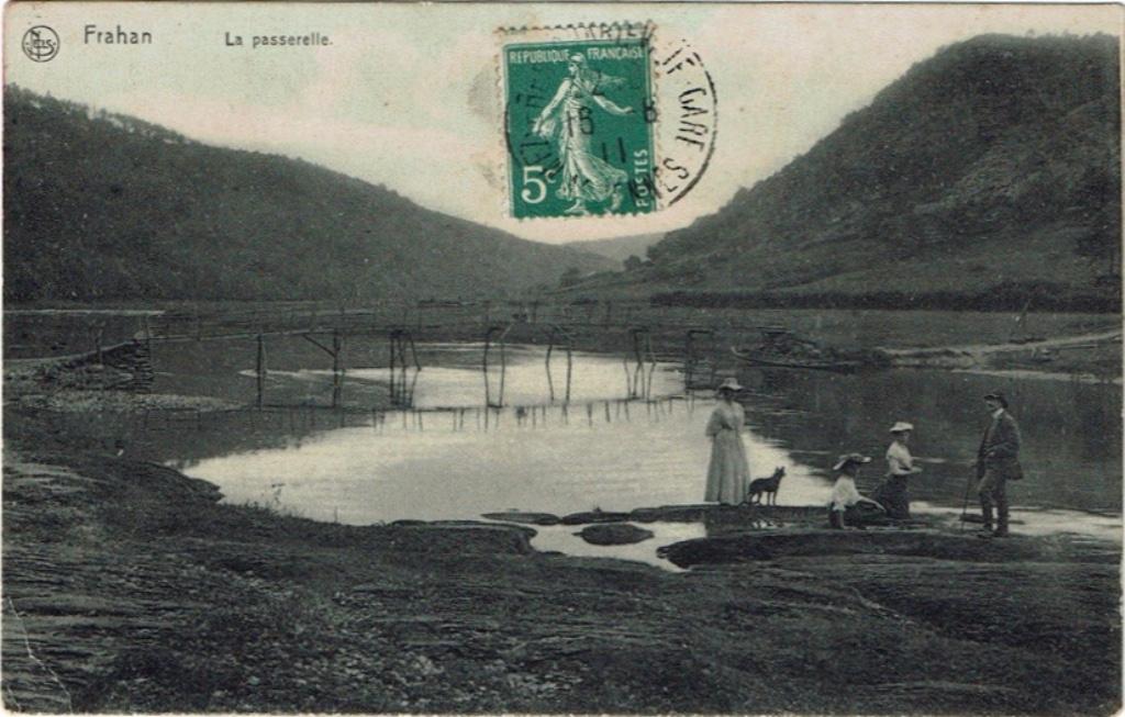 Carte postale ancienne Frahan La Passerelle 1911, Envoi, Avant 1920, Affranchie, Luxembourg
