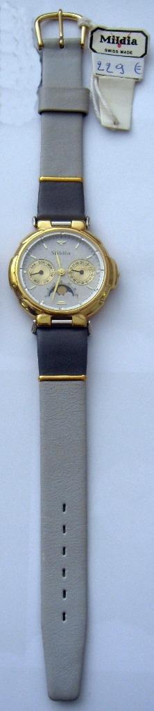 Montre MILDIA suisse bicolore plaqué or phase de lune, NEUVE, Enlèvement ou Envoi, Neuf