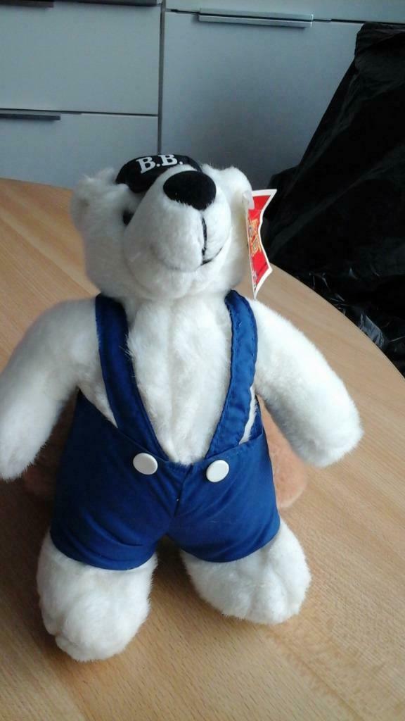 peluche neuve ours "busy bear" blanc/bleu H:26cm, Enlèvement ou Envoi, Neuf, Ours en tissus, Autres marques
