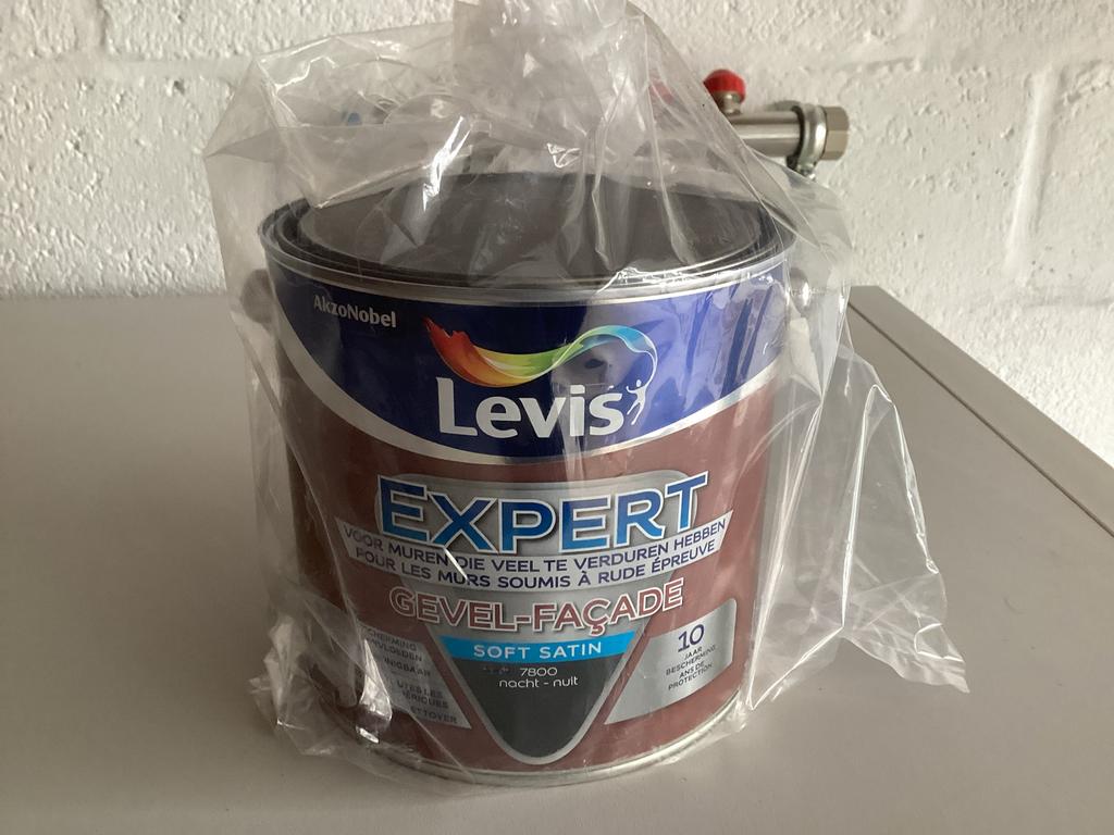 Levis Expert gevelverf zijdeglans 2,5 lit kleur :nacht 7800, Doe-het-zelf en Bouw, Verf, Beits en Lak, Ophalen, Nieuw, Verf, Grijs