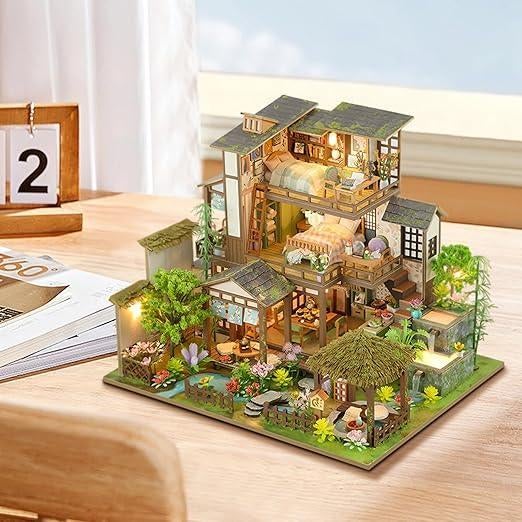 Miniatuur poppenhuis kit met verlichting | GRATIS LEVERING, Poppenhuis, -, Verzenden, -