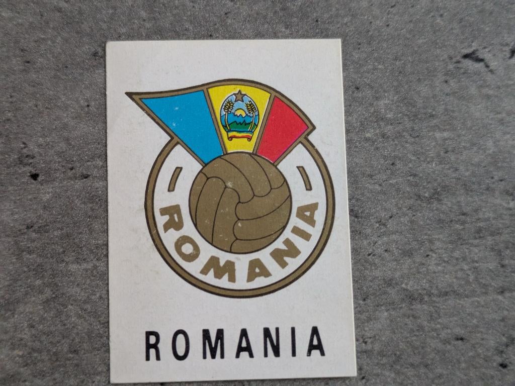 PANINI WK 1970 MEXICO BADGE ROMANIA ORIGINEEL VOETBAL, Verzenden, Zo goed als nieuw, Sticker