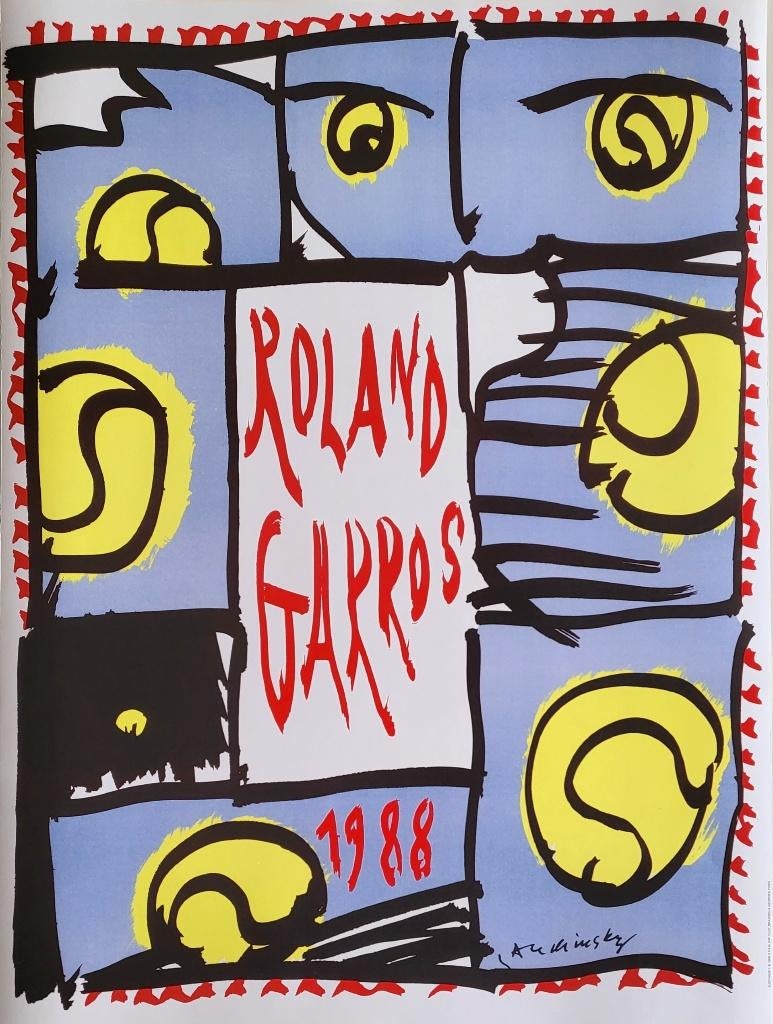 Alechinsky - Affiche originale - Roland Garros - 1988, Antiquités & Art, Art | Lithographies & Sérigraphies, Enlèvement ou Envoi