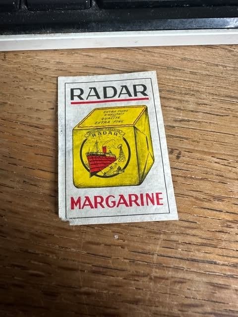 étiquette pour boîte d'allumettes Radar Margarine, Collections, Enlèvement ou Envoi, Radar, Utilisé, Boîtes ou marques d'allumettes