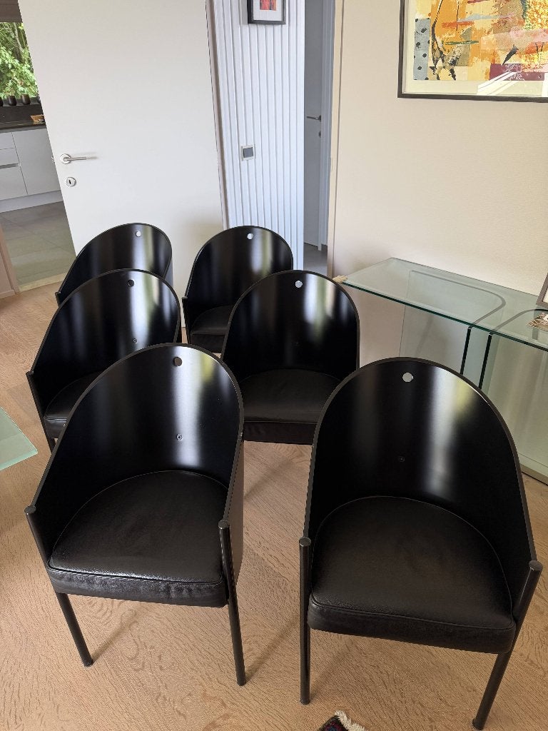 6 'Costes armchair' stoelen zwart - Philippe Starck (Driade), Huis en Inrichting, Stoelen, Ophalen, Zwart, Vijf, Zes of meer stoelen