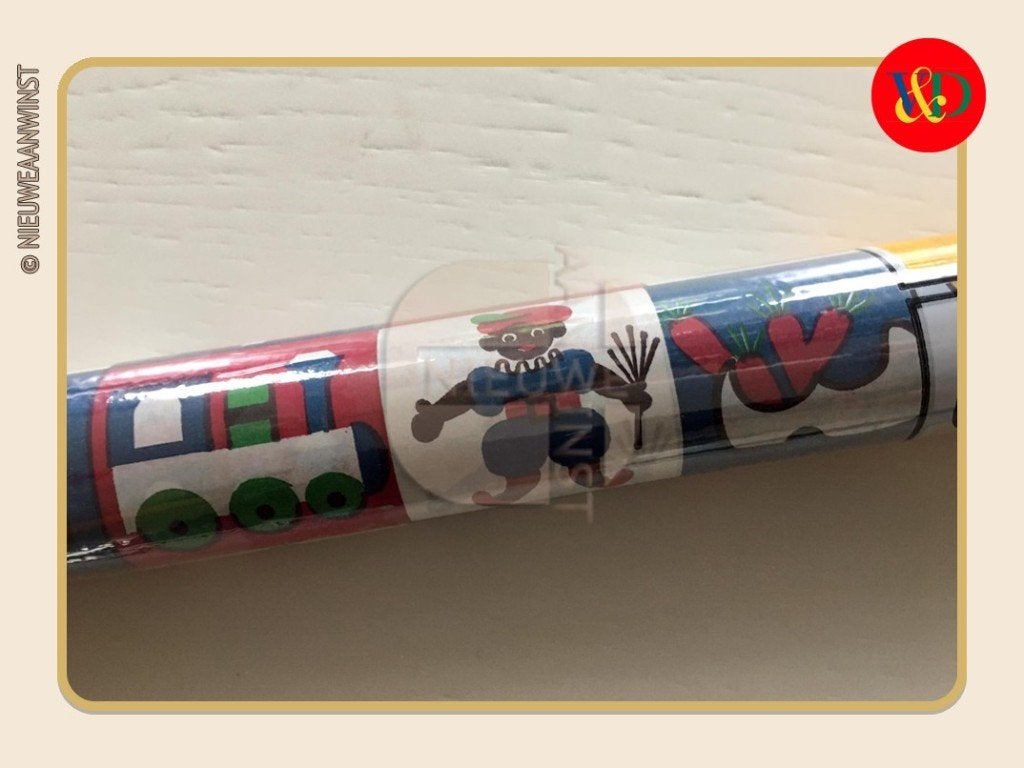 Nostalgische V&D rol inpakpapier - rood/groen/bruin - 250cm, Verzenden, Nieuw