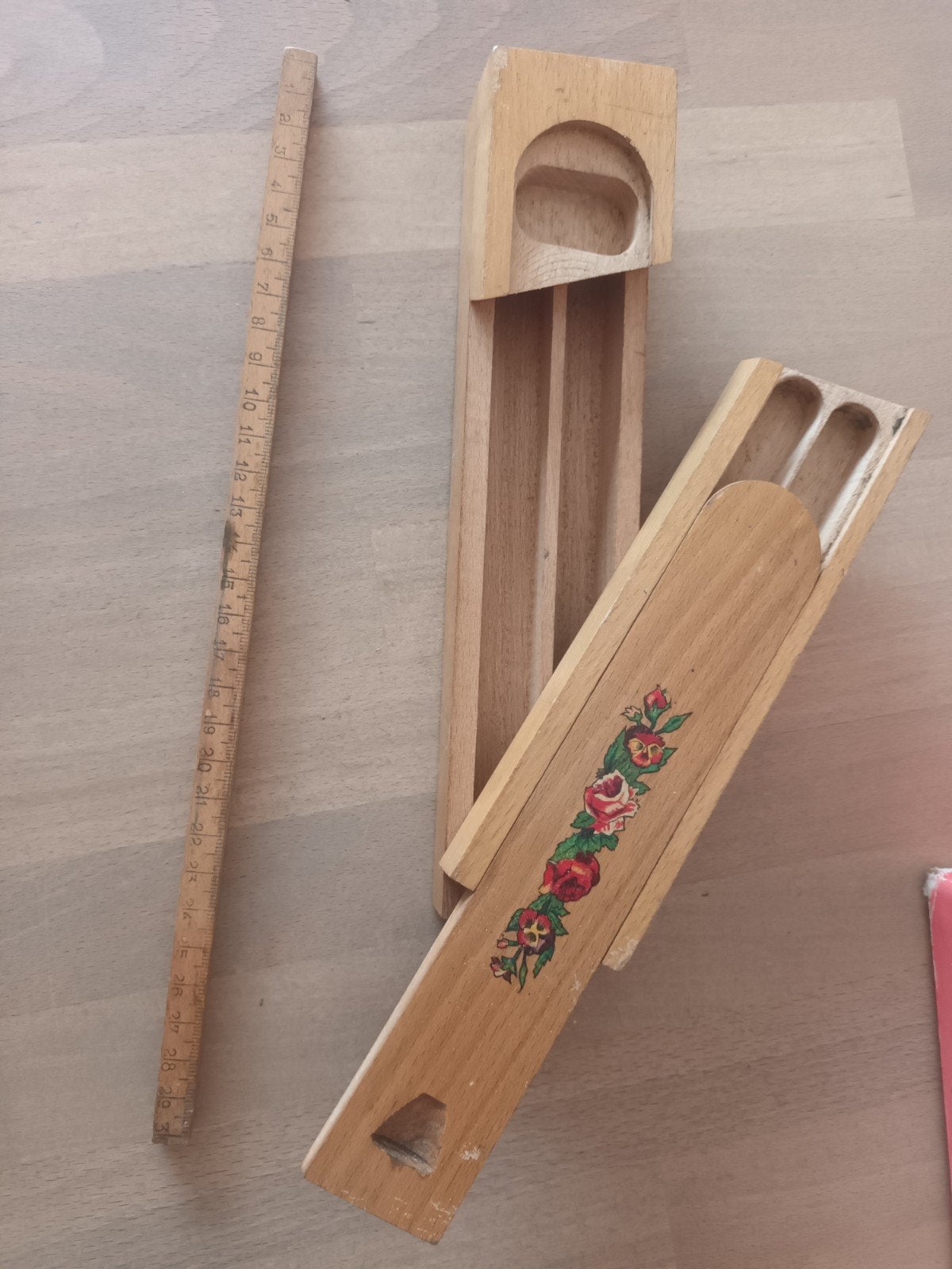 Vintage pennenhouder en regel, Divers, Accessoires de bureau, Enlèvement