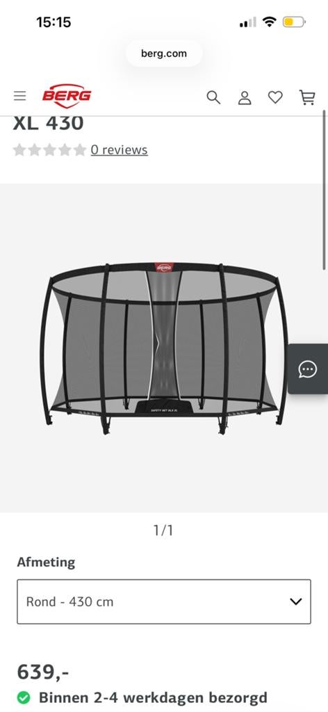 Berg Deluxe net XL - trampoline inground champion 430, Tuin en Terras, Bergingen en Tuinkasten, Ophalen, Zo goed als nieuw