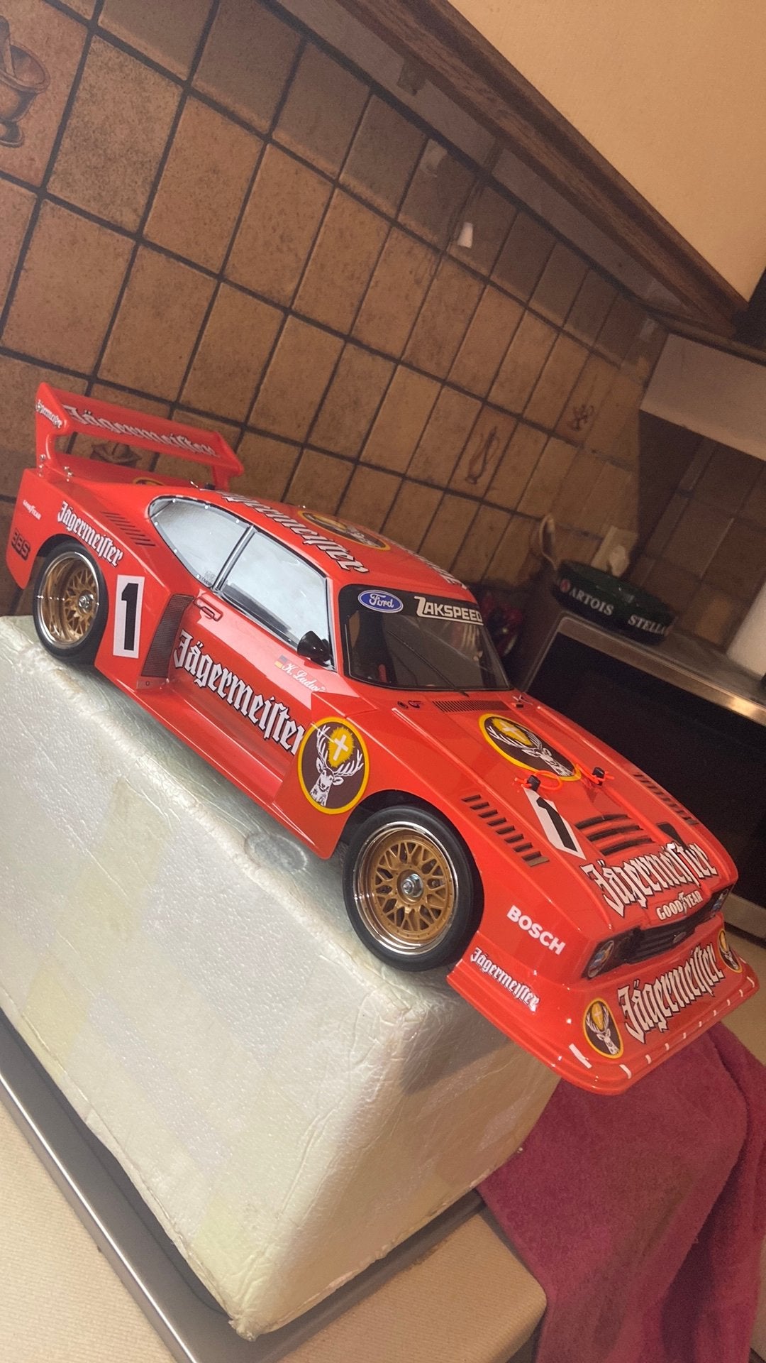 RC Tamiya FORD CAPRI JAGERMEISTER NAGELNIEUW, Elektro, Nieuw, Ophalen of Verzenden, Schaal 1:10