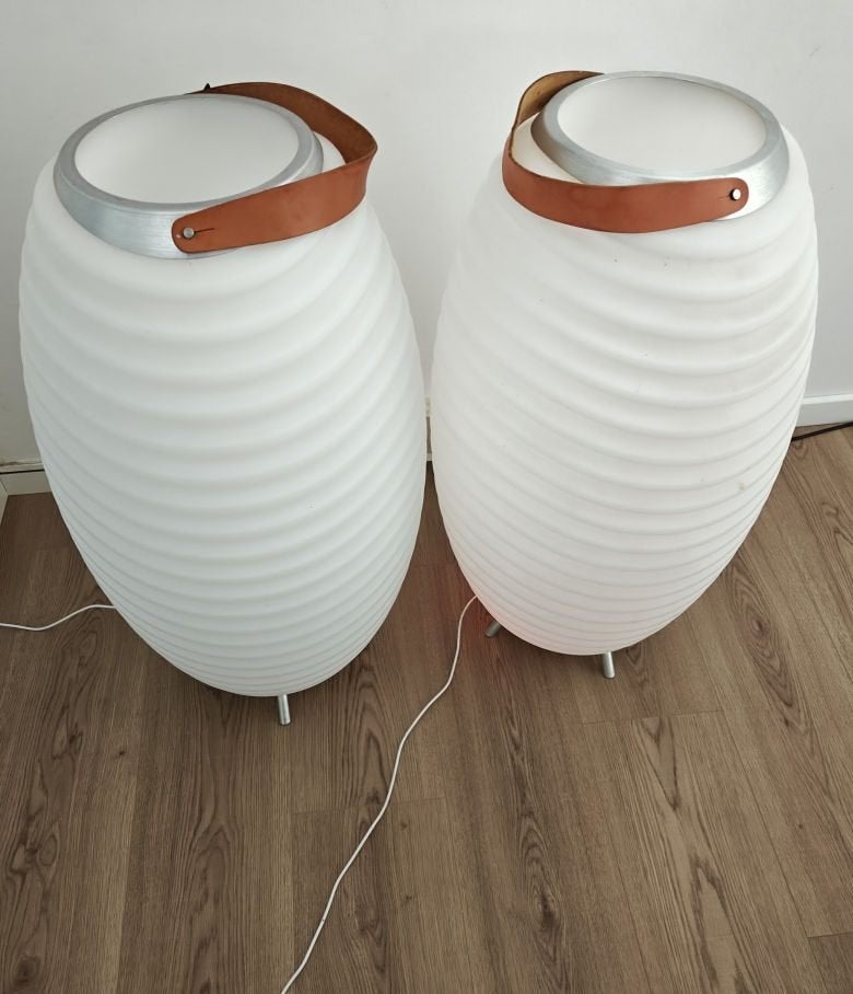 2 Kooduu synergy 65 lampen en staande lamp filmspot, Ophalen, Zo goed als nieuw, Hout