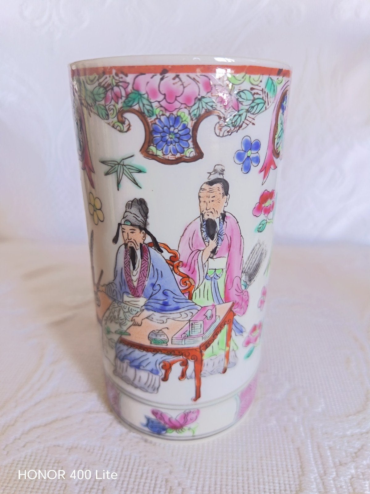 Pot/Bitong à Crayons porcelaine Chinoise 1980s, Antiquités & Art, Enlèvement ou Envoi