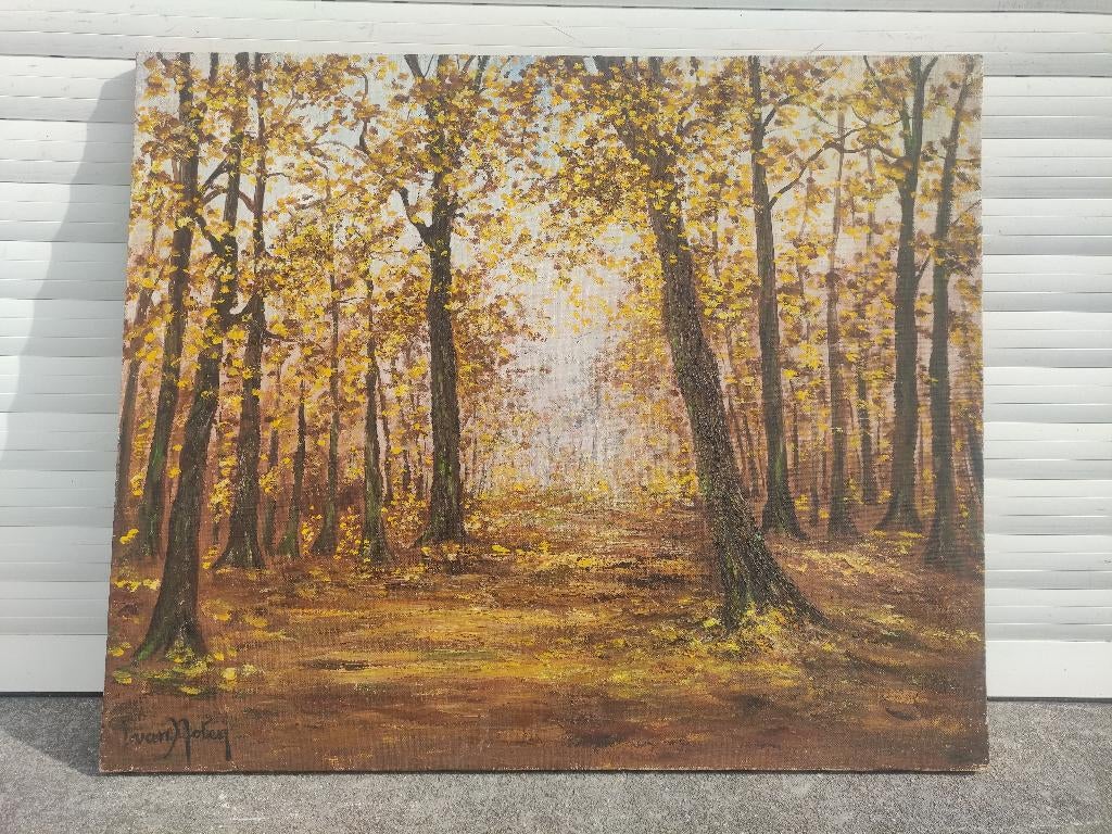 huile sur toile sous bois signe ivan noten, Ophalen of Verzenden