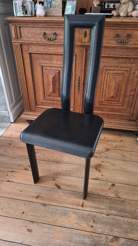 Vintage Regia stoel, Huis en Inrichting, Stoelen, Ophalen, Gebruikt, Zwart, Leer