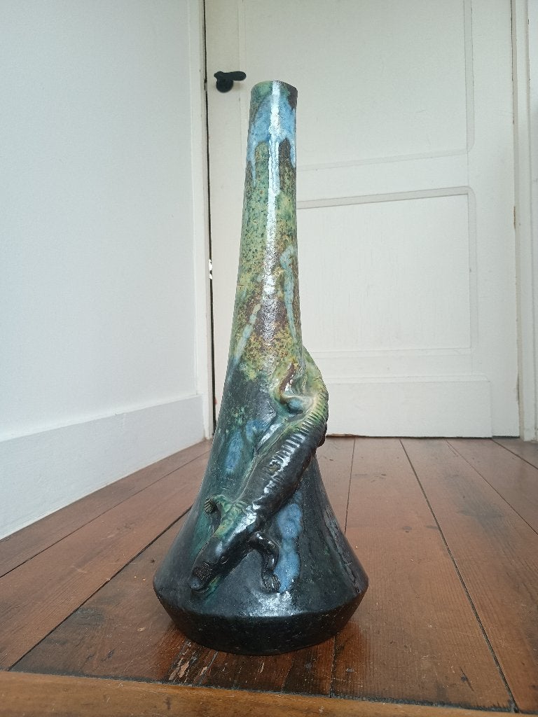 Soliflore met salamander, art nouveau, Antiek en Kunst, Ophalen of Verzenden