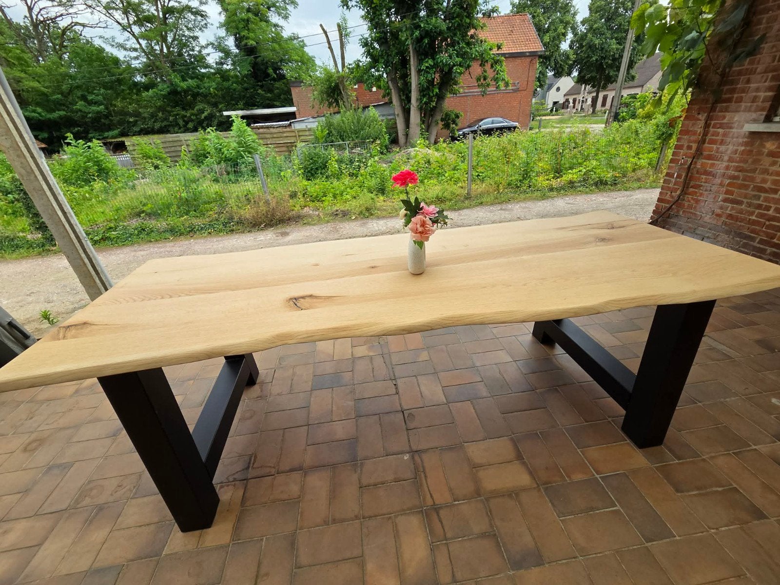 Boomstamtafel rustiek eiken- 230cm nieuw, Ophalen of Verzenden