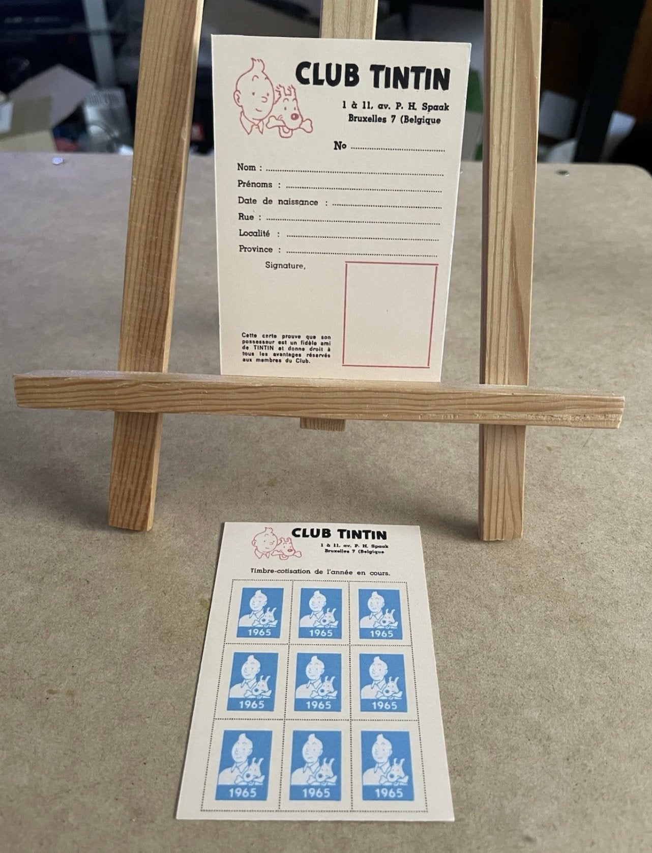 RARE carte de fidélité membre du club Tintin fac-similé 1964, Enlèvement ou Envoi, Tintin, Comme neuf, Image, Affiche ou Autocollant