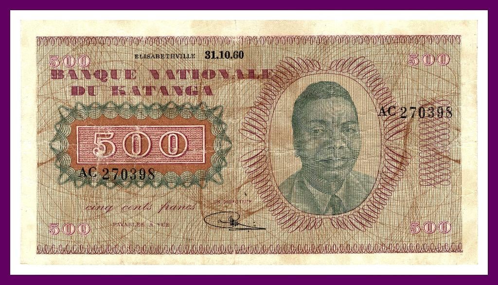 katanga - 500F - rare -, Envoi, Autres pays, Billets en vrac
