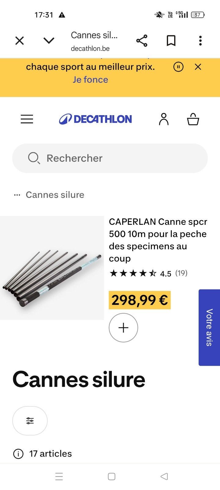 canne de 10 m a silure, Enlèvement, Comme neuf, Ensemble complet