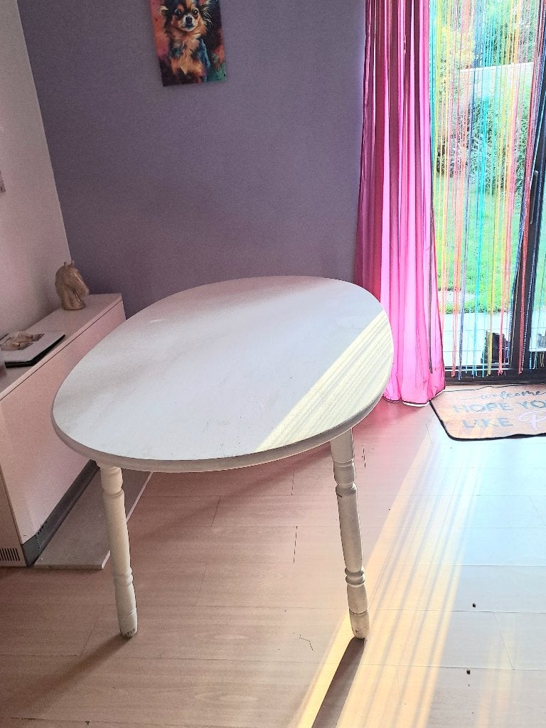 Eettafel ovaal  wit hout, Enlèvement, Ovale