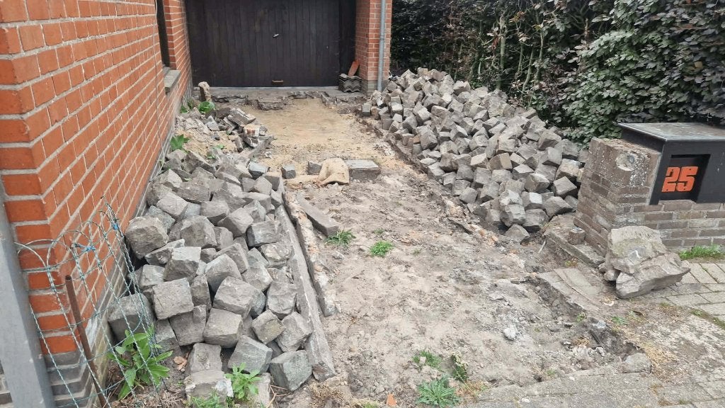 Kasseien, Tuin en Terras, Grind, Keien en Split, Ophalen, Gebruikt, Grijs, Kei