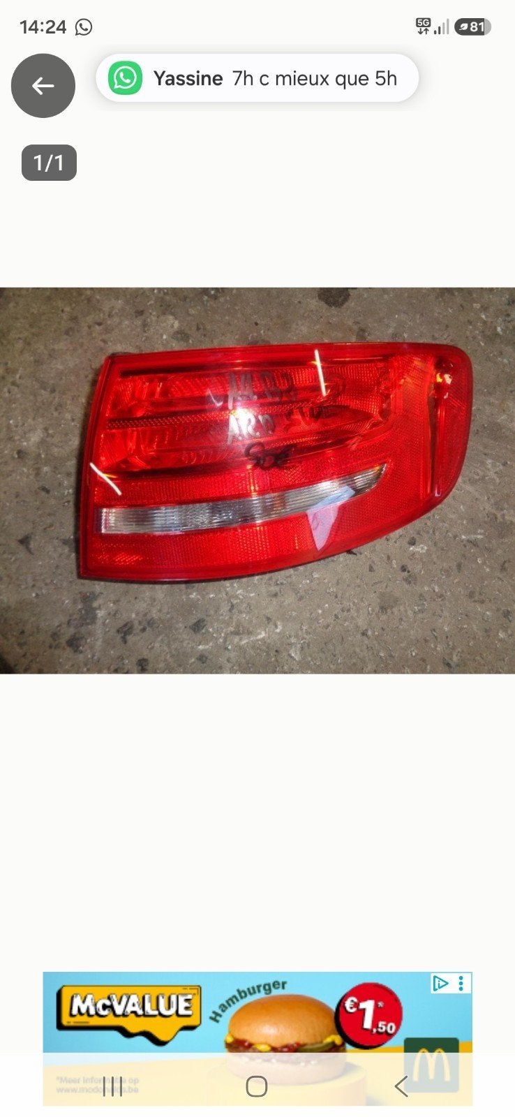 feux arriere droit audi a4 b8 break, Autos : Pièces & Accessoires, Enlèvement, Utilisé