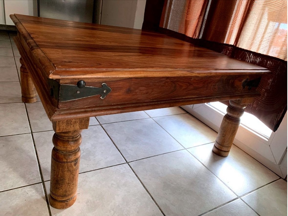 Table basse de salon 20ème chêne massif 125/75/45 LxPxH, Antiquités & Art, Enlèvement