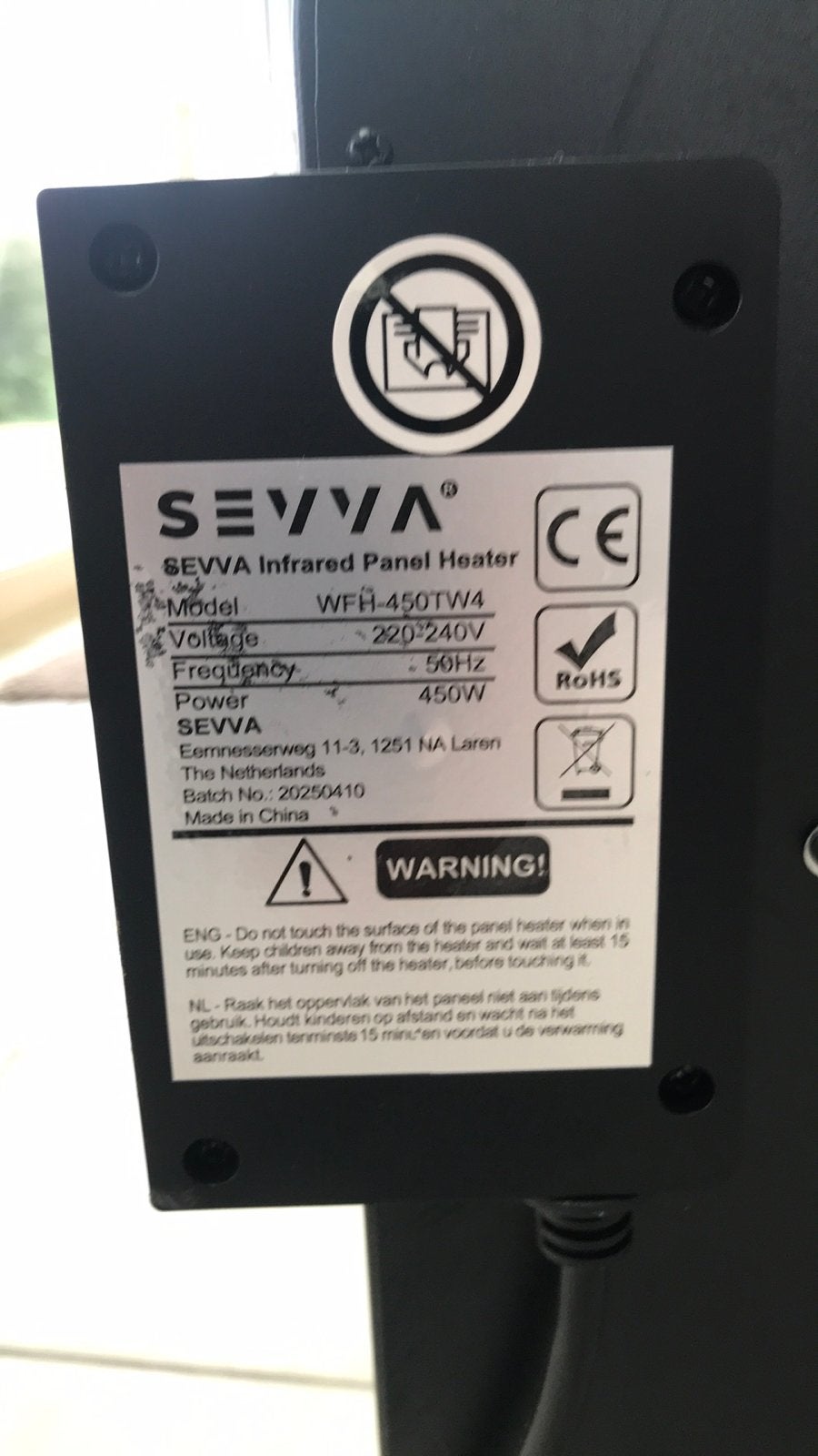 Sevva infraroodverwarming, Bricolage & Construction, Chauffage & Radiateurs, Enlèvement ou Envoi, Comme neuf