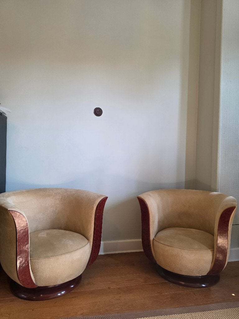 Paar originele Art Deco tulip fauteuils, Antiek en Kunst, Ophalen