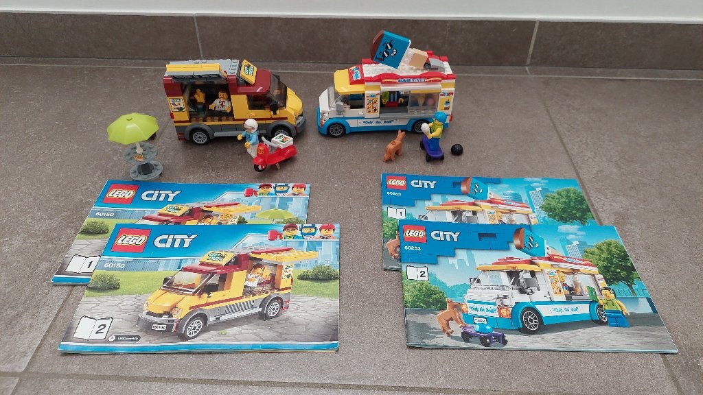 LEGO CITY Pizza bestelwagen + IJswagen, Ophalen, Lego, Complete set, Inclusief instructies