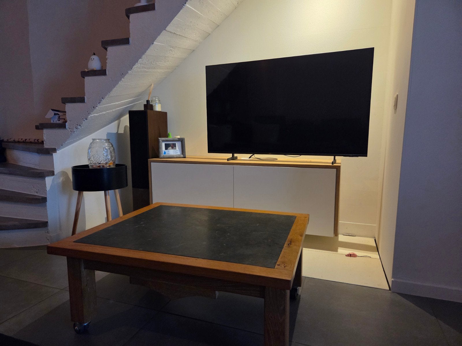 salontafel op wieltjes, Ophalen, 50 tot 100 cm, Eikenhout, 50 tot 100 cm