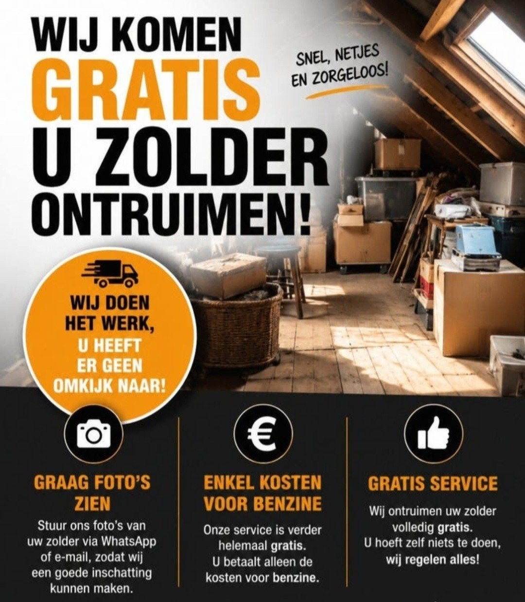 zolder huis garage ontruiming, Ophalen