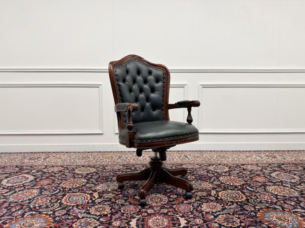Klassiek Engels Chesterfield Bureaustoel, Antiek en Kunst, Ophalen