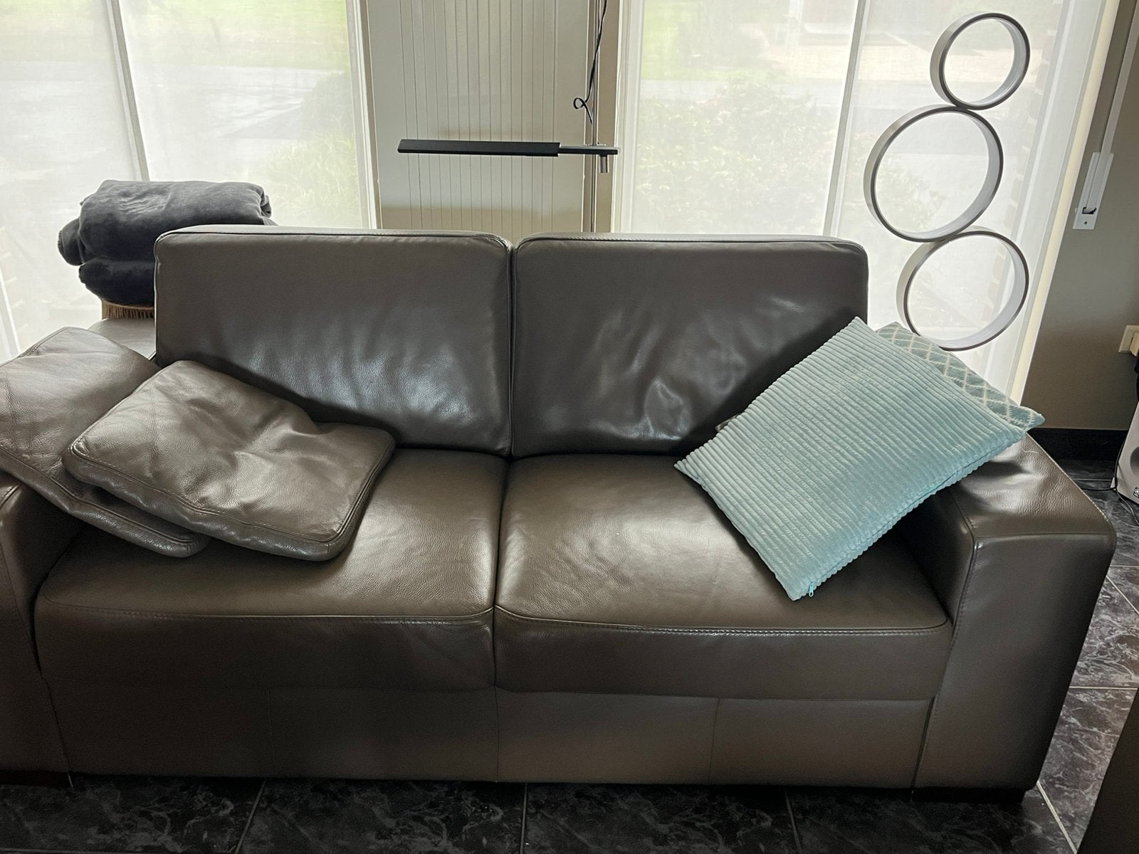 Lederen salon, Huis en Inrichting, Ophalen, Gebruikt, Leer