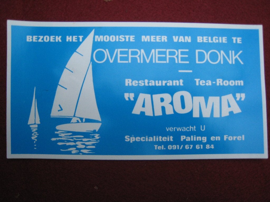 Vintage Sticker Overmere Donk  O-VL "Aroma ", Verzenden, Gebruikt, Bedrijf of Vereniging