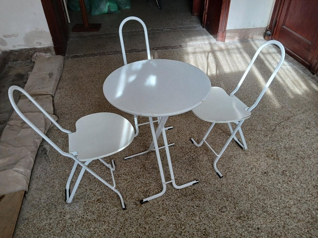Table et chaises de jardin Gastone Rinaldi, Jardin & Terrasse, Enlèvement, Utilisé, Métal, Pliant