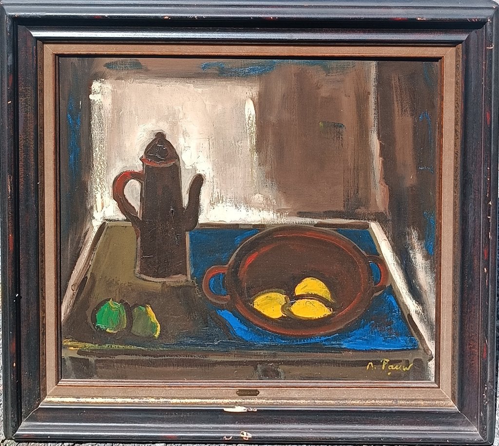 Gabriël De Pauw (1924-2000): Stilleven (O/D, 90 x 80 cm), Antiquités & Art, Enlèvement ou Envoi, Signé, Nature morte