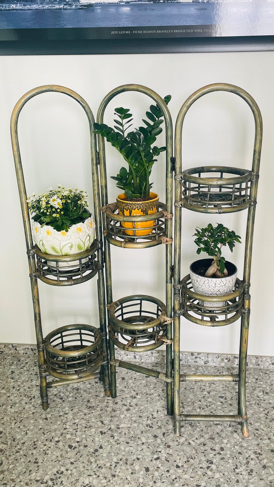 Prachtig rotan opplooibaar plantenrek voor binnen of buiten, Ophalen, Binnen, Zo goed als nieuw, Overige vormen