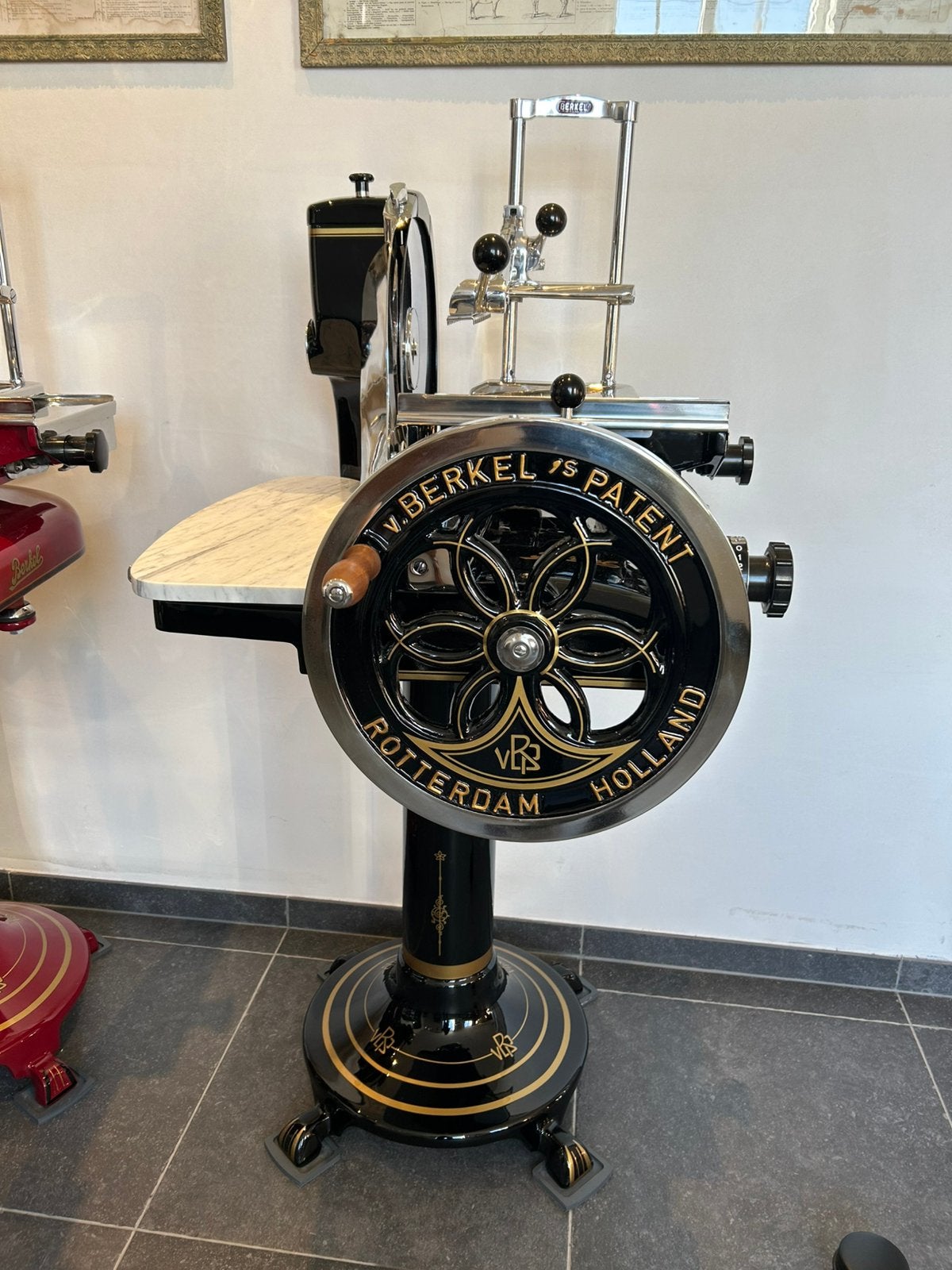 Prachtige oude snijmachine berkel gerestaureerd zwart goud, Antiek en Kunst, Antiek | Keukengerei, Ophalen