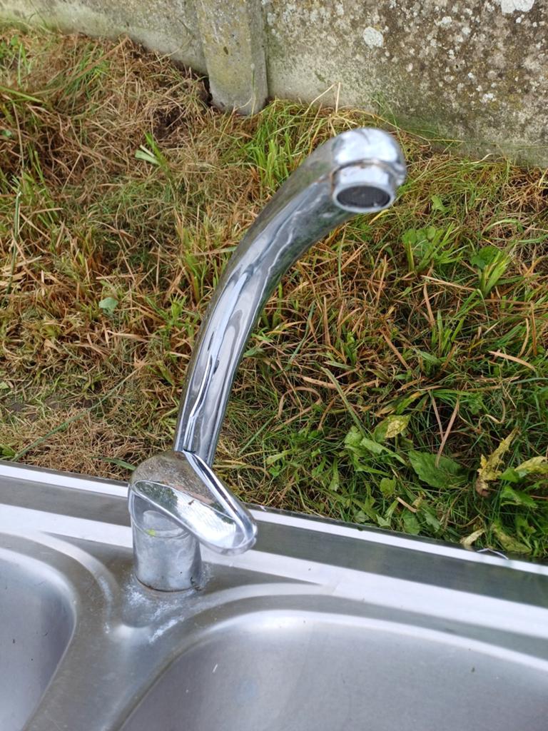Évier en inox double bac avec robinetterie, Enlèvement, Inox, Robinet