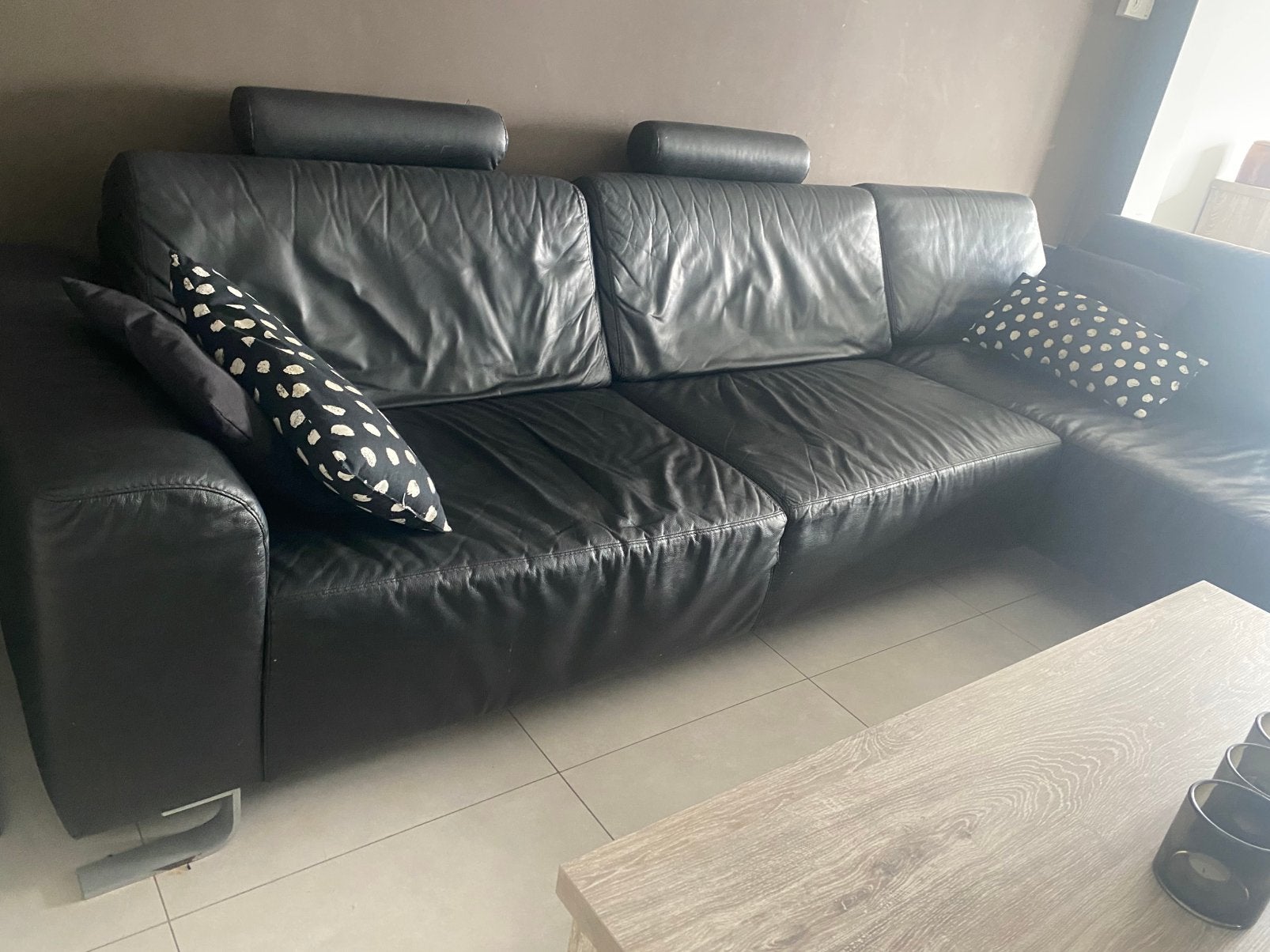 Zwarte hoeksalon, Huis en Inrichting, Ophalen, Strak modern, Gebruikt, 150 tot 200 cm