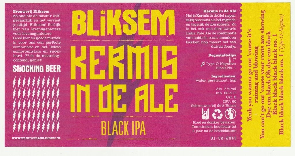 Bieretiket Nederland Bliksem : Kermis in de ale, Verzamelen, Verzenden, Nieuw, Overige typen, Overige merken