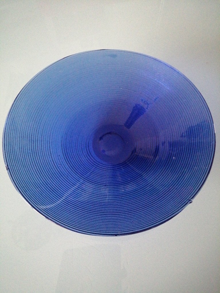 Blauwe glazen kom/fruitschaal, Blauw, Ophalen of Verzenden, 6 cm, Glas
